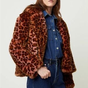 French Connection Analia Ombré Leopard Faux Fur Oversized Jacket